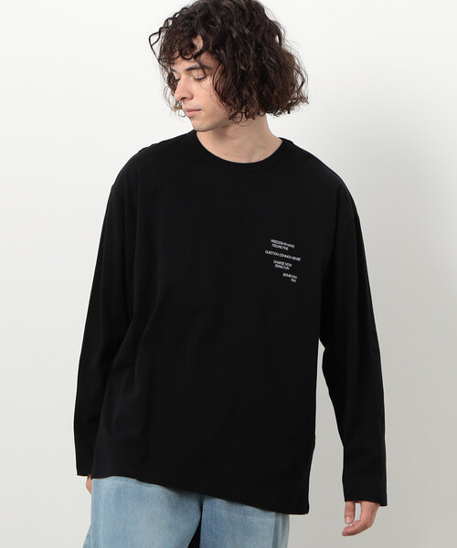 Purple&Yellow(パープルアンドイエロー)の「メッセージプリントロング長袖Tシャツ(Tシャツ/カットソー・メンズ・ホワイト/マスタード/ブラック・SMALL/MEDIUM/LARGE)」の1枚目の写真