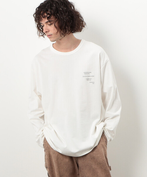 Purple&Yellow(パープルアンドイエロー)の「メッセージプリントロング長袖Tシャツ(Tシャツ/カットソー・メンズ・ホワイト/マスタード/ブラック・SMALL/MEDIUM/LARGE)」の5枚目の写真