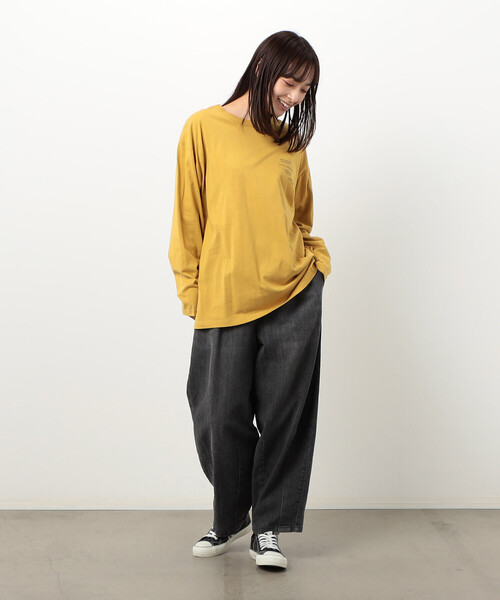 Purple&Yellow(パープルアンドイエロー)の「メッセージプリントロング長袖Tシャツ(Tシャツ/カットソー・メンズ・ホワイト/マスタード/ブラック・SMALL/MEDIUM/LARGE)」の19枚目の写真