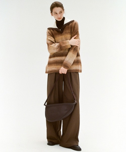 tageechita(タジチタ)の「【tageechita】グラデーションボーダーポロニット(ニット/セーター・レディース・ブラウン・M/S/L)」の14枚目の写真