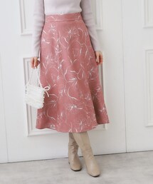 couture brooch | 起毛コールフラワープリントスカート(スカート)