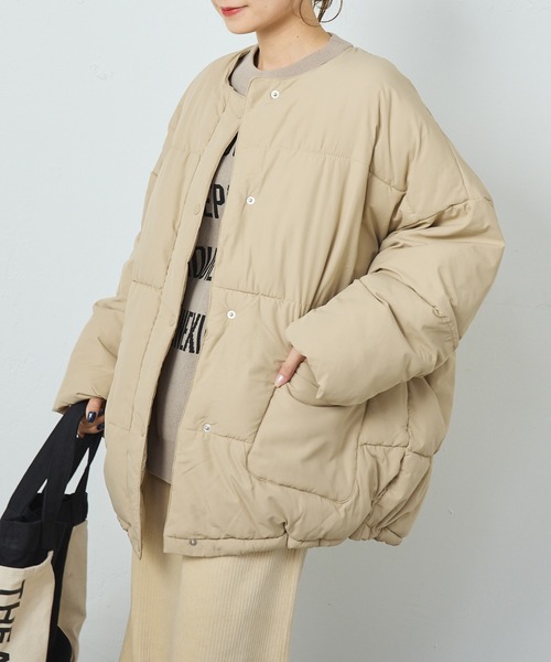 PUAL CE CIN(ピュアルセシン)の「【WEB限定】マフラー付き中綿ダウン(ダウンジャケット/コート・レディース・カーキ/ブラック/ライトベージュ・FREE)」の7枚目の写真