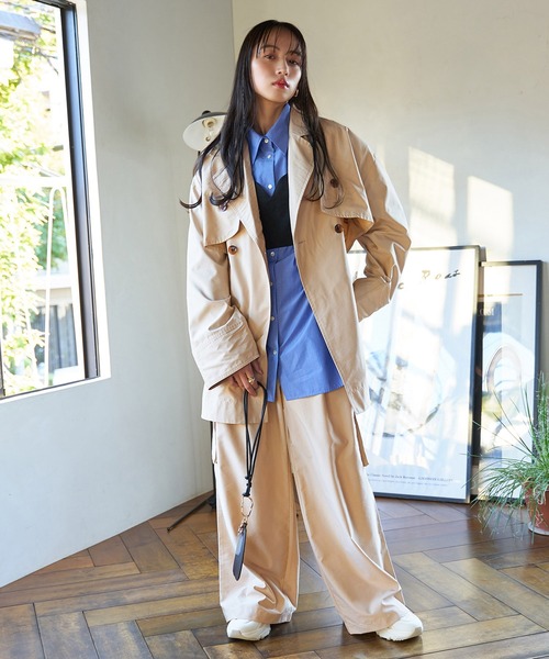 VIS(ビス)の「マルチWAYミドル丈ジレトレンチ(トレンチコート・レディース・グリーン系その他2/ベージュ・FREE)」の16枚目の写真