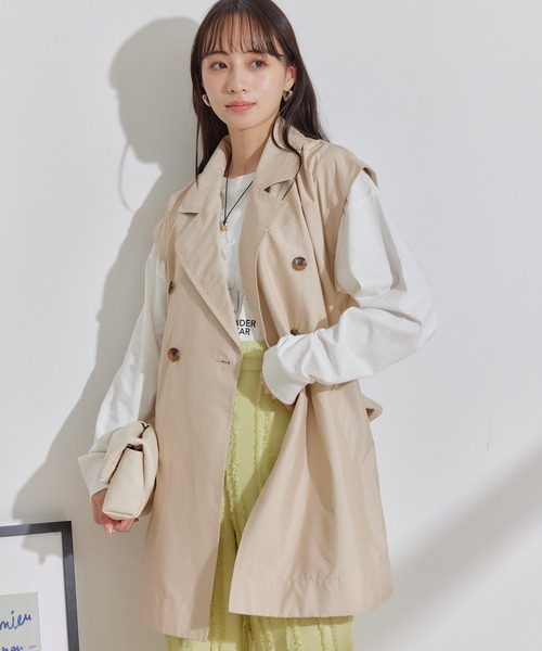 VIS(ビス)の「マルチWAYミドル丈ジレトレンチ(トレンチコート・レディース・グリーン系その他2/ベージュ・FREE)」の19枚目の写真