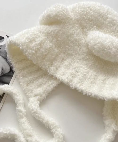 Miniministore（ミニミニストア）の「くま耳ニット帽 小顔 レディース 韓国風（ニットキャップ/ビーニー・レディース・ベージュ/ブラック/グレー/アイボリー/ブラウン・フリー）」の22枚目の写真