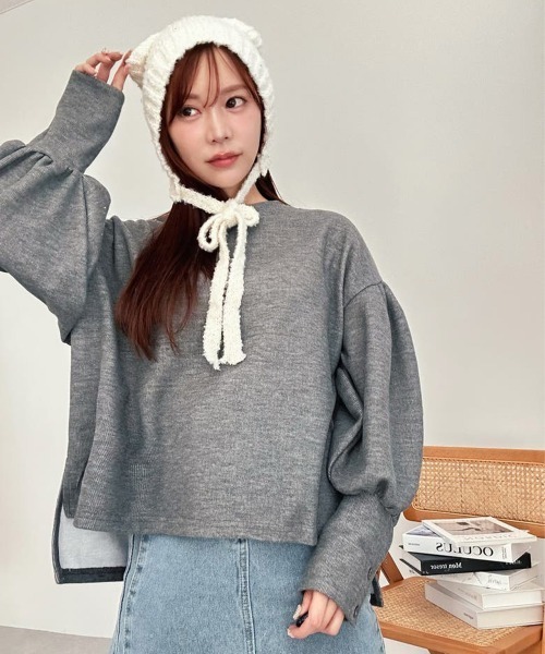 Miniministore（ミニミニストア）の「くま耳ニット帽 小顔 レディース 韓国風（ニットキャップ/ビーニー・レディース・ベージュ/ブラック/グレー/アイボリー/ブラウン・フリー）」の7枚目の写真