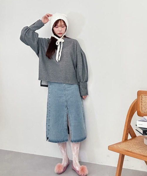 Miniministore（ミニミニストア）の「くま耳ニット帽 小顔 レディース 韓国風（ニットキャップ/ビーニー・レディース・ベージュ/ブラック/グレー/アイボリー/ブラウン・フリー）」の9枚目の写真