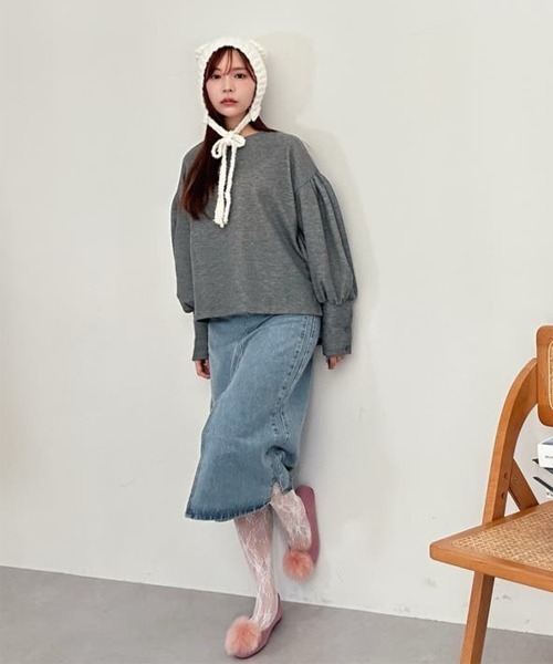 Miniministore（ミニミニストア）の「くま耳ニット帽 小顔 レディース 韓国風（ニットキャップ/ビーニー・レディース・ベージュ/ブラック/グレー/アイボリー/ブラウン・フリー）」の10枚目の写真