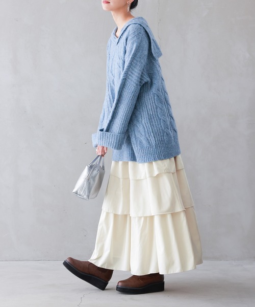 n'OrLABEL(ノアールレーベル)の「『3段ティアードスカート』(スカート・レディース・アイボリー/ブラック・FREE)」の4枚目の写真