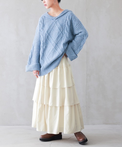 n'OrLABEL(ノアールレーベル)の「『3段ティアードスカート』(スカート・レディース・アイボリー/ブラック・FREE)」の9枚目の写真