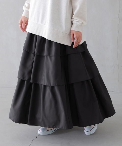n'OrLABEL(ノアールレーベル)の「『3段ティアードスカート』(スカート・レディース・アイボリー/ブラック・FREE)」の8枚目の写真