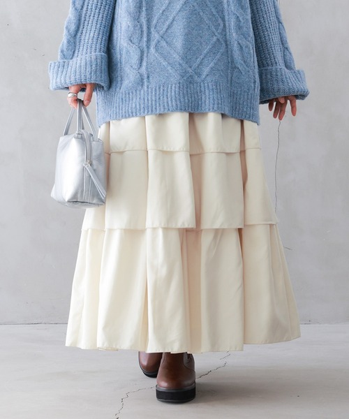 n'OrLABEL(ノアールレーベル)の「『3段ティアードスカート』(スカート・レディース・アイボリー/ブラック・FREE)」の3枚目の写真