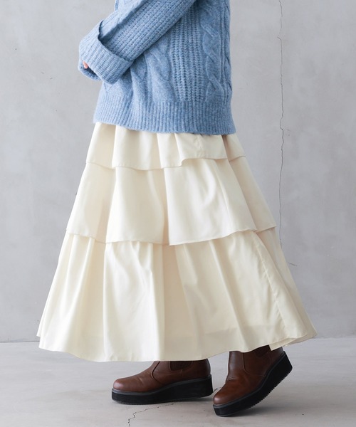 n'OrLABEL(ノアールレーベル)の「『3段ティアードスカート』(スカート・レディース・アイボリー/ブラック・FREE)」の7枚目の写真