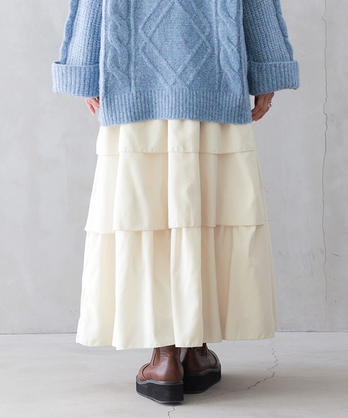n'OrLABEL(ノアールレーベル)の「『3段ティアードスカート』(スカート・レディース・アイボリー/ブラック・FREE)」の5枚目の写真
