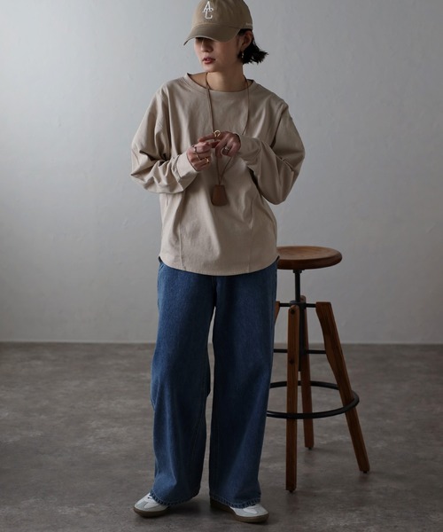 Bonjour Sagan(ボンジュールサガン)の「ラウンドシルエットトップス(Tシャツ/カットソー・レディース・ライトベージュ/チャコールグレー/ホワイト・FREE)」の18枚目の写真