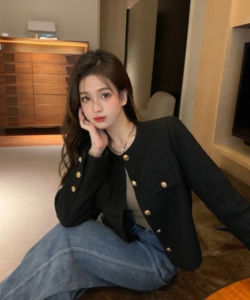 Ritzy（リッツィー）の「ノーカラー ツィードジャケット（ノーカラージャケット・レディース・ホワイト/ブラック・M/L/XL）」の13枚目の写真