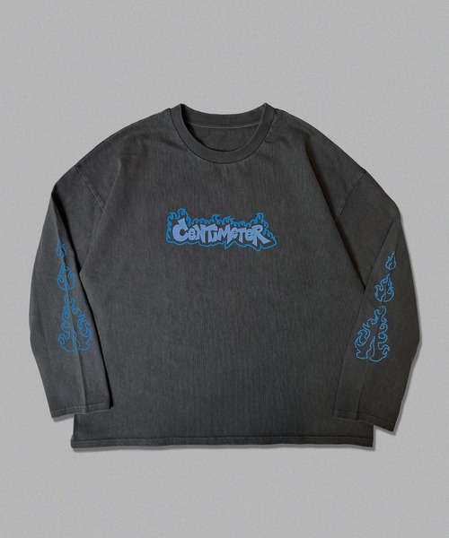centimeter(センチメーター)の「Flame logo pigment long tee(Tシャツ/カットソー・メンズ・サックスブルー/ブラック/キナリ・LARGE/MEDIUM/X-LARGE)」の1枚目の写真
