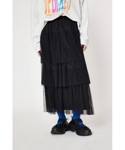 RODEO CROWNS WIDE BOWL（ロデオクラウンズワイドボウル）の「チュールティアードスカート（スカート・レディース・ミント/ブラック/アイボリー・FREE）」の3枚目の写真