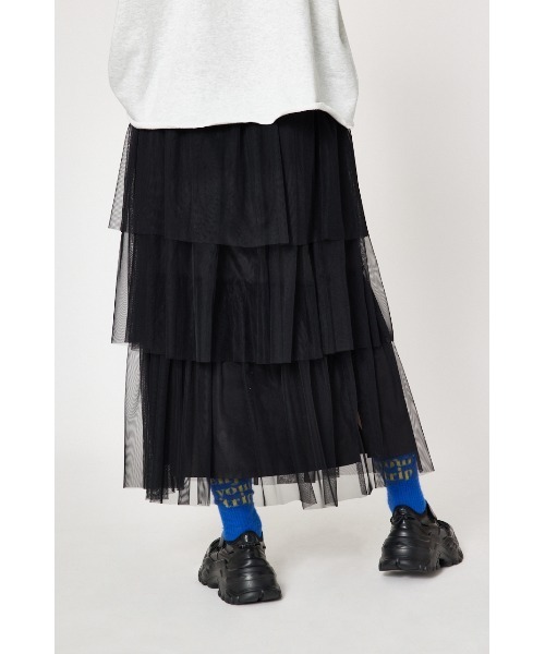 RODEO CROWNS WIDE BOWL（ロデオクラウンズワイドボウル）の「チュールティアードスカート（スカート・レディース・ミント/ブラック/アイボリー・FREE）」の7枚目の写真