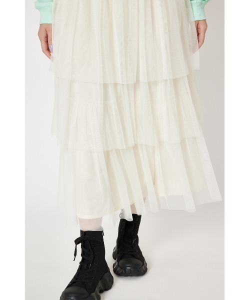 RODEO CROWNS WIDE BOWL（ロデオクラウンズワイドボウル）の「チュールティアードスカート（スカート・レディース・ミント/ブラック/アイボリー・FREE）」の8枚目の写真