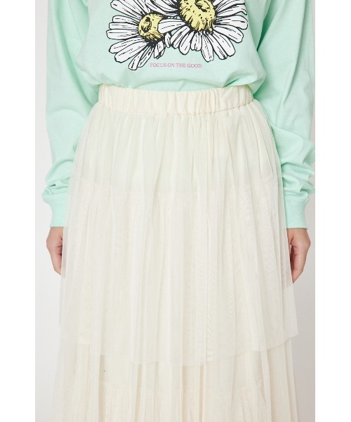 RODEO CROWNS WIDE BOWL（ロデオクラウンズワイドボウル）の「チュールティアードスカート（スカート・レディース・ミント/ブラック/アイボリー・FREE）」の6枚目の写真