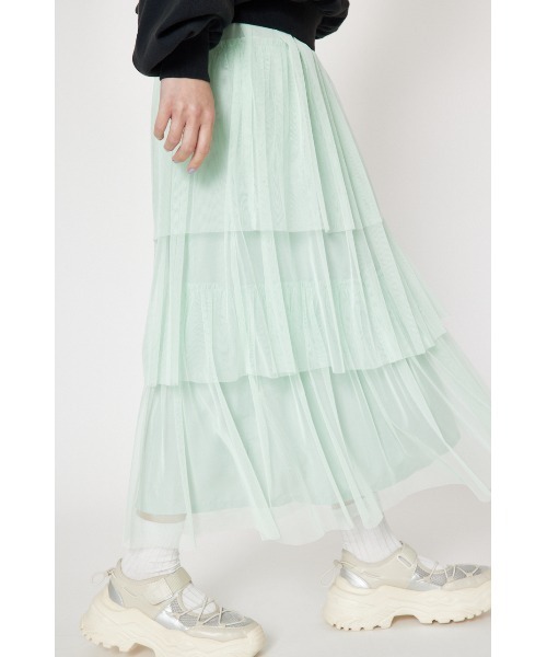 RODEO CROWNS WIDE BOWL（ロデオクラウンズワイドボウル）の「チュールティアードスカート（スカート・レディース・ミント/ブラック/アイボリー・FREE）」の4枚目の写真