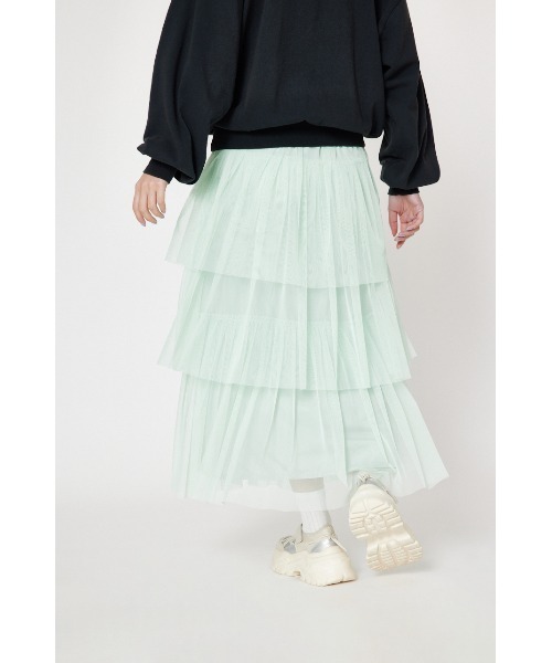 RODEO CROWNS WIDE BOWL（ロデオクラウンズワイドボウル）の「チュールティアードスカート（スカート・レディース・ミント/ブラック/アイボリー・FREE）」の14枚目の写真