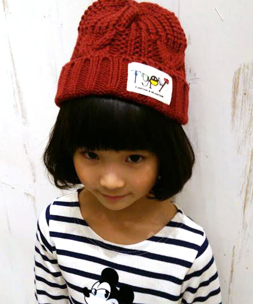 CIAOPANIC TYPY(チャオパニックティピー)の「キッズケーブルニットワッチ(ニットキャップ/ビーニー・キッズ・ブラック/グレー/ネイビー/その他21/ワインレッド/チャコールグレー・FREE)」の5枚目の写真