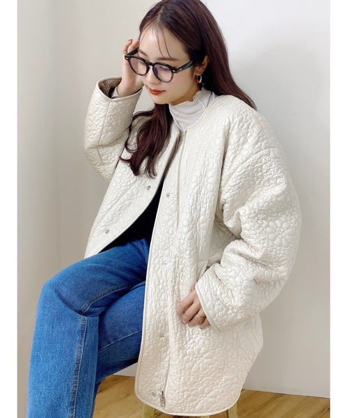 ZARA クロップドフェイクボアキルティングジャケット　L ZARA キルティングジャケット 清々しい EU: L