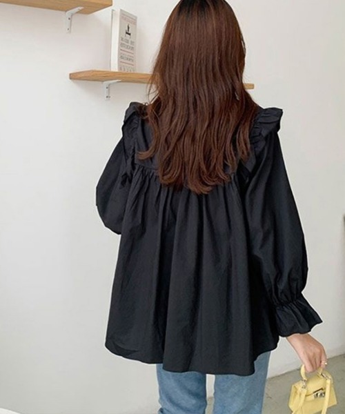 Miniministore(ミニミニストア)の「フリルブラウス レディース 長袖ブラウス(シャツ/ブラウス・レディース・ホワイト/グリーン/ブラック・XL/XXL/L)」の12枚目の写真
