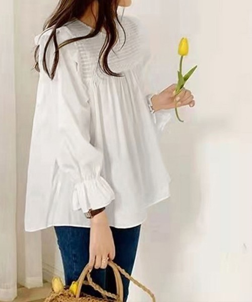 Miniministore(ミニミニストア)の「フリルブラウス レディース 長袖ブラウス(シャツ/ブラウス・レディース・ホワイト/グリーン/ブラック・XL/XXL/L)」の16枚目の写真