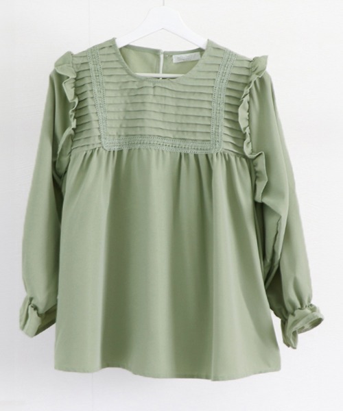 Miniministore(ミニミニストア)の「フリルブラウス レディース 長袖ブラウス(シャツ/ブラウス・レディース・ホワイト/グリーン/ブラック・XL/XXL/L)」の20枚目の写真