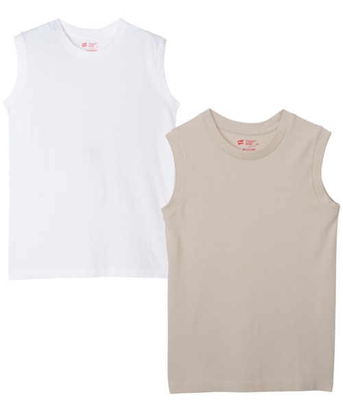 HANES(ヘインズ)の「【Hanes/ヘインズ】HW5327 2PスリーブレスTシャツ/2Pセット/レディース(Tシャツ/カットソー・レディース・マルチ/ピンク/ベージュ・L/M)」の2枚目の写真