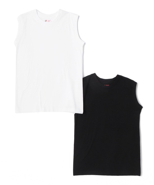 HANES(ヘインズ)の「【Hanes/ヘインズ】HW5327 2PスリーブレスTシャツ/2Pセット/レディース(Tシャツ/カットソー・レディース・マルチ/ピンク/ベージュ・L/M)」の4枚目の写真