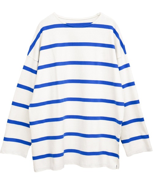 Social GIRL(ソーシャルガール)の「ワイドボーダーミドル丈ロンTシャツ(Tシャツ/カットソー・レディース・グレイッシュベージュ/ホワイト系その他/ホワイト・FREE)」の21枚目の写真