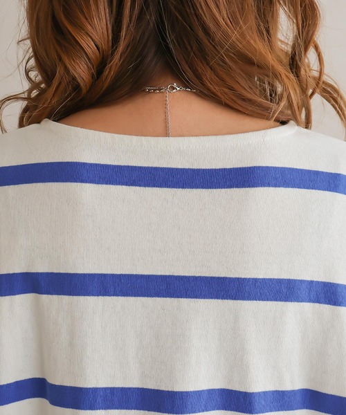 Social GIRL(ソーシャルガール)の「ワイドボーダーミドル丈ロンTシャツ(Tシャツ/カットソー・レディース・グレイッシュベージュ/ホワイト系その他/ホワイト・FREE)」の9枚目の写真