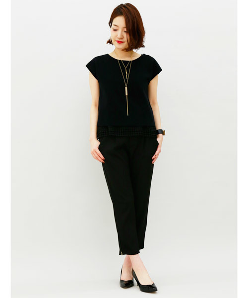 LOUNGEDRESS(ラウンジドレス)の「布帛コンビニット(ニット/セーター・レディース・オフホワイト/ブラック・フリ-)」の7枚目の写真