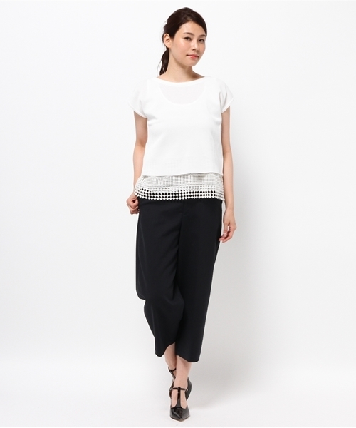 LOUNGEDRESS(ラウンジドレス)の「布帛コンビニット(ニット/セーター・レディース・オフホワイト/ブラック・フリ-)」の18枚目の写真