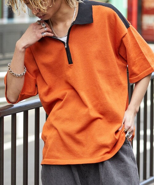 PUBLUX（パブリュクス）の「PUBLUX/パブリュクス ハーフジップルーズポロネック/ポロシャツ/ユニセックス(限定展開)（ポロシャツ・メンズ・ブラック/ベージュ/オレンジ・SMALL/MEDIUM/LARGE）」の3枚目の写真