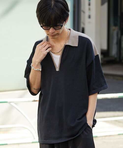 PUBLUX（パブリュクス）の「PUBLUX/パブリュクス ハーフジップルーズポロネック/ポロシャツ/ユニセックス(限定展開)（ポロシャツ・メンズ・ブラック/ベージュ/オレンジ・SMALL/MEDIUM/LARGE）」の4枚目の写真