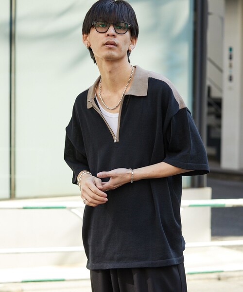 PUBLUX（パブリュクス）の「PUBLUX/パブリュクス ハーフジップルーズポロネック/ポロシャツ/ユニセックス(限定展開)（ポロシャツ・メンズ・ブラック/ベージュ/オレンジ・SMALL/MEDIUM/LARGE）」の5枚目の写真