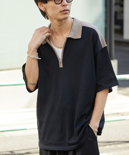 PUBLUX（パブリュクス）の「PUBLUX/パブリュクス ハーフジップルーズポロネック/ポロシャツ/ユニセックス(限定展開)（ポロシャツ・メンズ・ブラック/ベージュ/オレンジ・SMALL/MEDIUM/LARGE）」の8枚目の写真