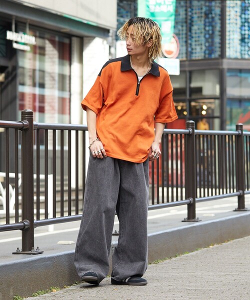 PUBLUX（パブリュクス）の「PUBLUX/パブリュクス ハーフジップルーズポロネック/ポロシャツ/ユニセックス(限定展開)（ポロシャツ・メンズ・ブラック/ベージュ/オレンジ・SMALL/MEDIUM/LARGE）」の15枚目の写真