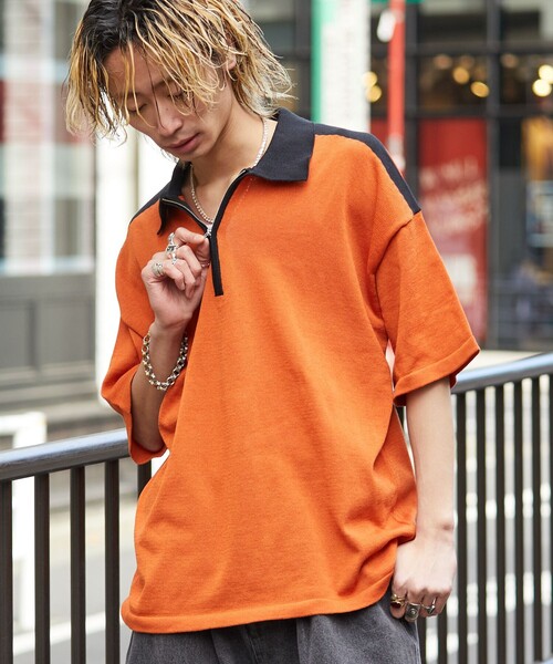 PUBLUX（パブリュクス）の「PUBLUX/パブリュクス ハーフジップルーズポロネック/ポロシャツ/ユニセックス(限定展開)（ポロシャツ・メンズ・ブラック/ベージュ/オレンジ・SMALL/MEDIUM/LARGE）」の16枚目の写真