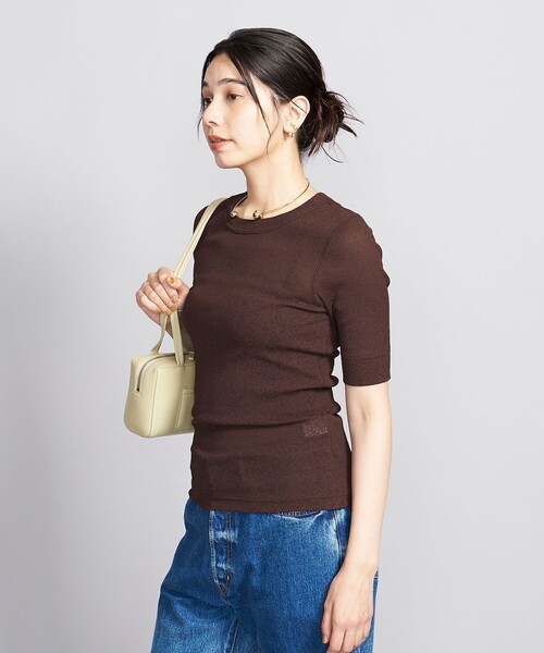 BEAUTY&YOUTH UNITED ARROWS（ビューティーアンドユースユナイテッドアローズ）の「ポリエステルテレコ コンパクト ショートスリーブトップス（Tシャツ/カットソー・レディース・ライム/オフホワイト/ブラック/ダークブラウン・FREE）」の11枚目の写真