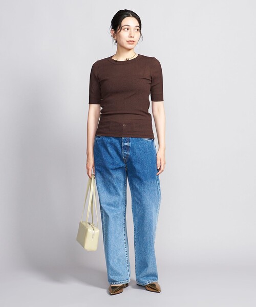 BEAUTY&YOUTH UNITED ARROWS（ビューティーアンドユースユナイテッドアローズ）の「ポリエステルテレコ コンパクト ショートスリーブトップス（Tシャツ/カットソー・レディース・ライム/オフホワイト/ブラック/ダークブラウン・FREE）」の12枚目の写真