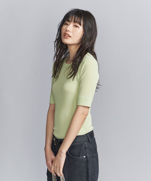 BEAUTY&YOUTH UNITED ARROWS（ビューティーアンドユースユナイテッドアローズ）の「ポリエステルテレコ コンパクト ショートスリーブトップス（Tシャツ/カットソー・レディース・ライム/オフホワイト/ブラック/ダークブラウン・FREE）」の14枚目の写真