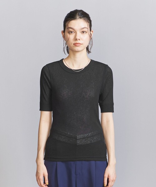 BEAUTY&YOUTH UNITED ARROWS（ビューティーアンドユースユナイテッドアローズ）の「ポリエステルテレコ コンパクト ショートスリーブトップス（Tシャツ/カットソー・レディース・ライム/オフホワイト/ブラック/ダークブラウン・FREE）」の16枚目の写真