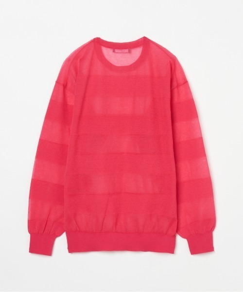 HELIOPOLE(エリオポール)の「SHEER BORDER CREW NECK(ニット/セーター・レディース・ライトグレー/チャコールグレー/レッド・38)」の1枚目の写真