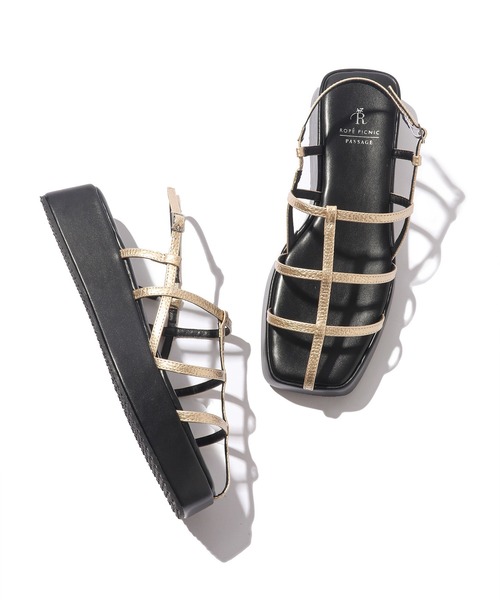 ROPE' PICNIC(ロペピクニック)の「スキニーストラッププラットフォームサンダル(サンダル・レディース・ゴールド/キナリ/ブラック・24.5cm/23.5cm/23.0cm/24.0cm)」の14枚目の写真